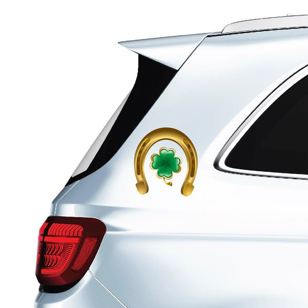 Lucky Gold Horseshoe and Clover Decal - Cover-Alls Decals