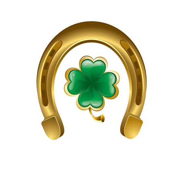 Lucky Gold Horseshoe and Clover Decal - Cover-Alls Decals