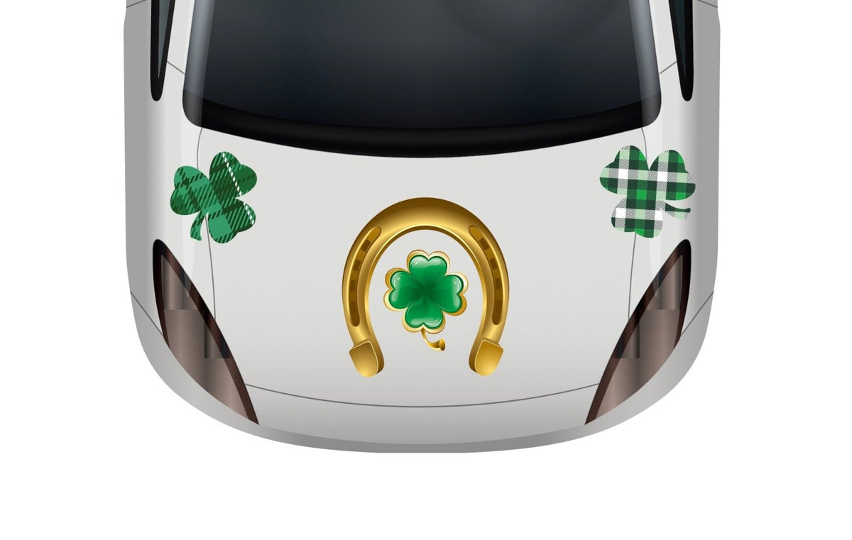 Lucky Gold Horseshoe and Clover Decal - Cover-Alls Decals