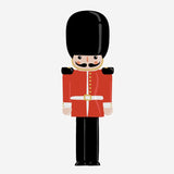 Illustration of a cartoon British royal guard styled as the Mouse King in traditional red uniform and tall black bearskin hat using Cover-Alls Nutcracker Decals.