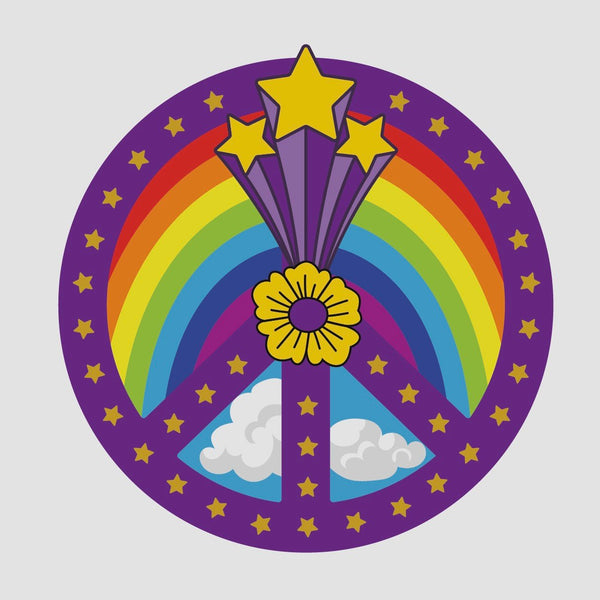 Purple Shooting Star Peace Sign - Cover-Alls Decals