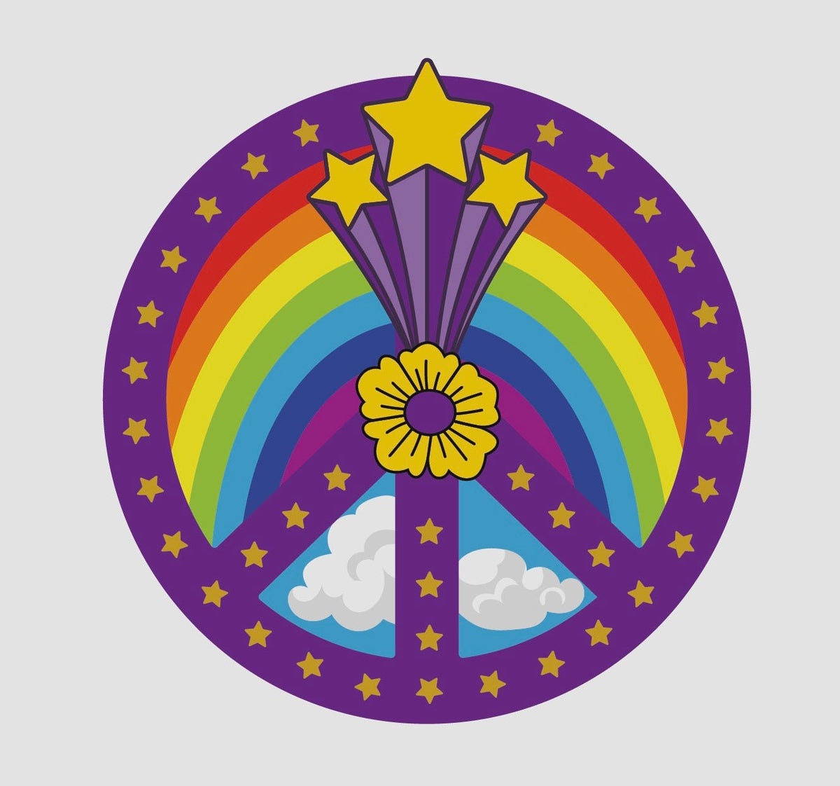 Purple Shooting Star Peace Sign - Cover-Alls Decals