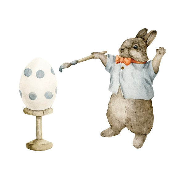 Rabbit Painter with Egg Decal - Cover-Alls Decals