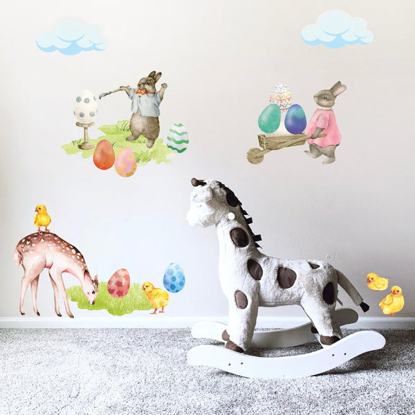 Rabbit Painter with Egg Decal - Cover-Alls Decals