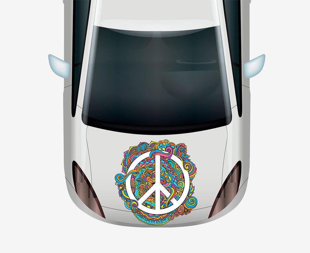 Swirly White Peace Sign Decal - Cover-Alls Decals