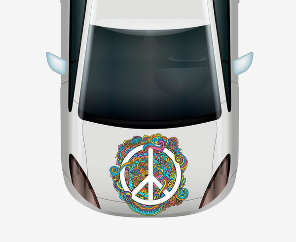 Swirly White Peace Sign Decal - Cover-Alls Decals