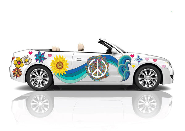 Swirly White Peace Sign Decal - Cover-Alls Decals