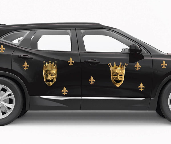 Tragedy & Comedy Gold Theater Masks Decals - Cover-Alls Decals