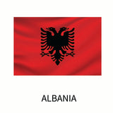 Flag of Albania, featuring a black double-headed eagle centered on a red background, with the word 