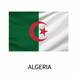 Cover-Alls Flags of the World Decals featuring a vertical green and white split with a red crescent and star centered on the boundary. Below, the word 