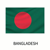 Flag of Bangladesh featuring a large red circle on a green field, with the name 
