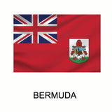 The Cover-Alls Flags of the World decal featuring the flag of Bermuda includes the Union Jack in the upper left corner and the Bermudian coat of arms on a red background, with the word 