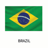 Flag of Brazil decal featuring a green field, yellow diamond, blue globe with stars, and the motto 