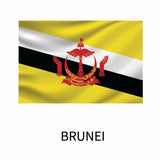 Cover-Alls Flags of the World Decals featuring a white and black diagonal stripe with a red crest in the center, against a yellow background, with the word 
