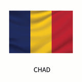 Cover-Alls Flags of the World decals featuring the flag of Chad with vertical stripes in blue, yellow, and red colors.