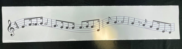 A 48" size strip of sheet music on a white background displays a sequence of musical notes on a wavy five-line staff, making it perfect as Cover-Alls Custom Musical Line Melody wall decals for any music lover's space.