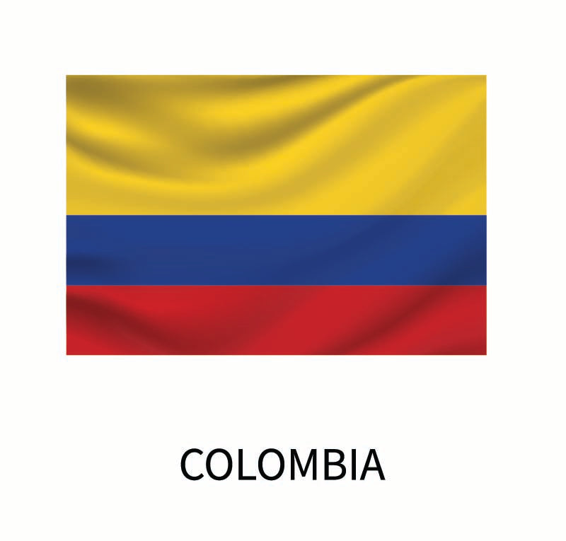 Flag of Colombia depicted with horizontal yellow, blue, and red stripes, with the word "Colombia" below it as part of the Cover-Alls decals.