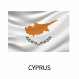 Cover-Alls Flags of the World Decals features a map of the island in copper-orange above two olive branches on a white background, with 