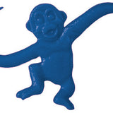 A blue plastic toy monkey with long, curved arms—perfect for pairing with playful stickers or Barrel of Monkeys Decals from Cover-Alls Decals.
