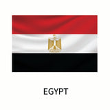 Flag of Egypt featuring three horizontal stripes in red, white, and black, with a golden eagle of Saladin in the center, available as a Cover-Alls Flags of the World Decal.