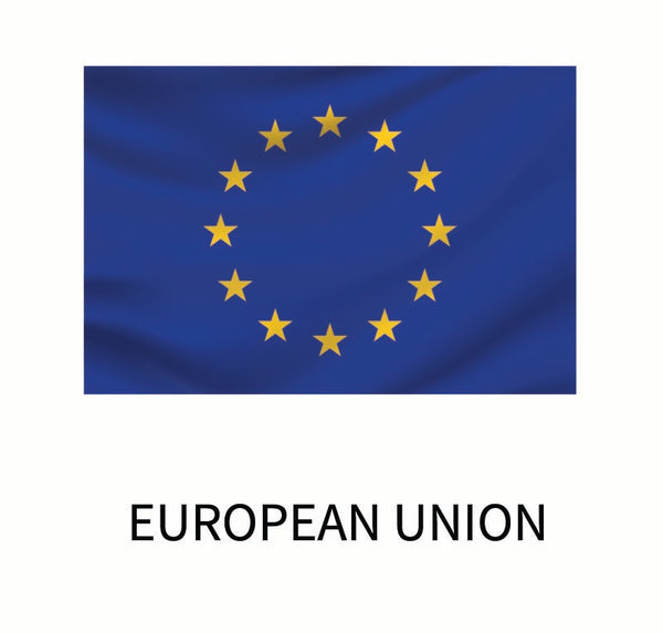 A decal of the European Union flag on a white background from the Flags of the World Decals brand Coveralls.