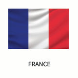 Flag of France consisting of three vertical bands of blue, white, and red, with the word 
