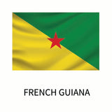 Flag of French Guiana featuring a diagonal division with green and yellow triangles, and a red star at the center, available as Cover-Alls Flags of the World Decals.