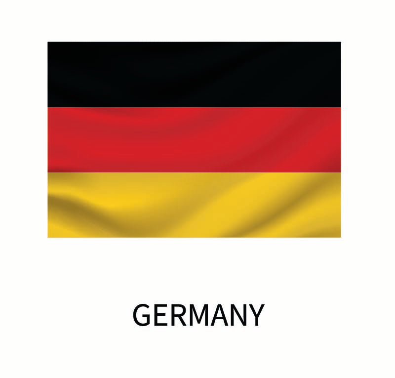 Cover-Alls Flags of the World Decal featuring the flag of Germany with three horizontal stripes - black, red, and gold, with the word "Germany" at the bottom.