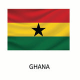 Flag of Ghana with horizontal stripes of red, yellow, and green, featuring a black star in the center on a Cover-Alls Flags of the World Decals decal, labeled 