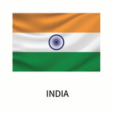 Indian flag with saffron, white, and green horizontal stripes and a navy blue Ashoka Chakra in the center, labeled 