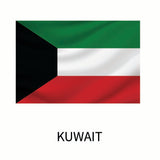 Flag of Kuwait featuring a horizontal layout with green, white, and red stripes, and a black trapezoid on the left side, available as a Cover-Alls Flags of the World Decal.