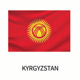 Flag of Kyrgyzstan featuring a red field with a yellow sun containing a stylized illustration of a yurt in the center, available as a Cover-Alls Flags of the World Decals.