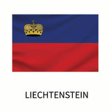 Flag of Liechtenstein: two horizontal bands of blue (top) and red, with a gold crown in the upper left corner on a Cover-Alls Flags of the World Decals.