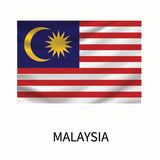 The Cover-Alls Flags of the World Decals of Malaysia, featuring a blue canton with a crescent and a 14-point star, and 14 horizontal red and white stripes. The word 