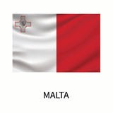 Flag of Malta divided into a white field with a George Cross bordered in red at the top left and a solid red field on the right, available as Cover-Alls Flags of the World Decals.
