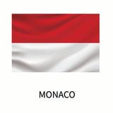 Flags of the World Decals by Cover-Alls depicted with two horizontal stripes, top red and bottom white, with the word 