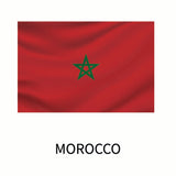 Flag of Morocco featuring a red background with a green pentagram in the center, displayed above the word 