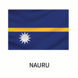 Flag of Nauru featuring a blue field with a yellow narrow horizontal stripe and a white 12-pointed star below the stripe, available as Cover-Alls Flags of the World Decals.