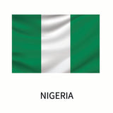 Flag of Nigeria featuring vertical green and white stripes with the country name 