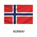 Flag of Norway with a red background and a blue cross outlined in white, featuring 
