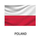 The national flag of Poland, featuring two horizontal bands, white on the top and red on the bottom, with the word 