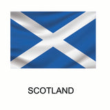 A rectangular Cover-Alls Flags of the World decal representing Scotland, featuring a white diagonal cross on a blue background, with the word 