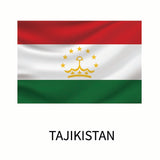 Flag of Tajikistan decal from Cover-Alls featuring three horizontal stripes in red, white, and green with a gold crown and seven stars in the center.