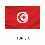Cover-Alls Flags of the World decals featuring the flag of Tunisia with a red background and a white circle in the center, containing a red crescent moon and star.