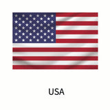 Illustration of the United States flag, featuring 50 stars and 13 stripes, labeled 