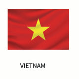 Flag of Vietnam featuring a large yellow star centered on a red background, with the word 