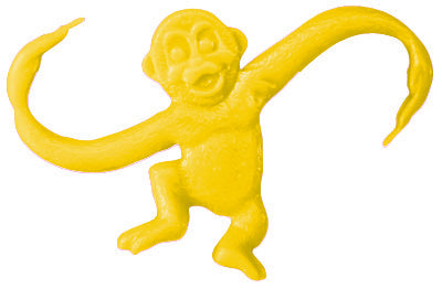 A playful yellow monkey decal from Cover-Alls Decals’ Barrel of Monkeys collection, featuring long, curved arms inspired by the classic game.