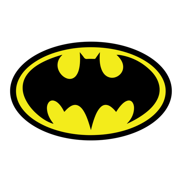 Cover-Alls Bat superhero symbol in black and yellow on a green background, 24" wide.