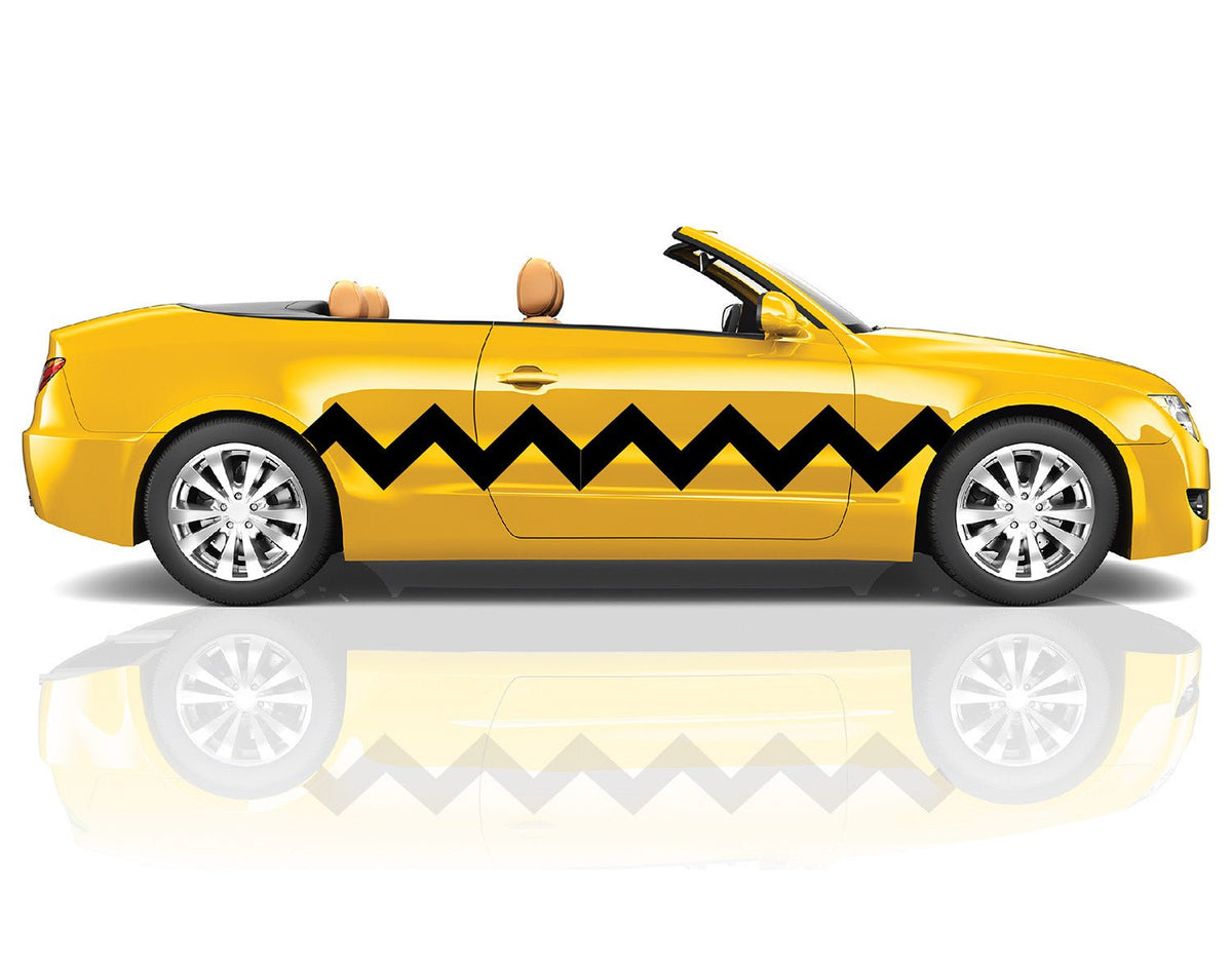 Black Zig Zag Charlie Brown Stripe - Car Floats Reusable Car Decals