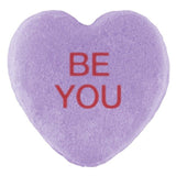 A purple heart-shaped Candy Hearts for Pride with the phrase 